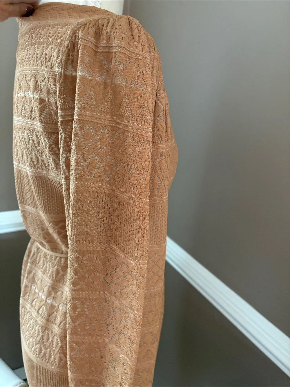 Express Textured Tie-Waist Cardigan in Camel